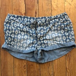 White print jean shorts